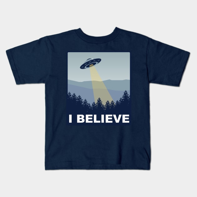 I Believe in UFO's Kids T-Shirt by Meta Cortex